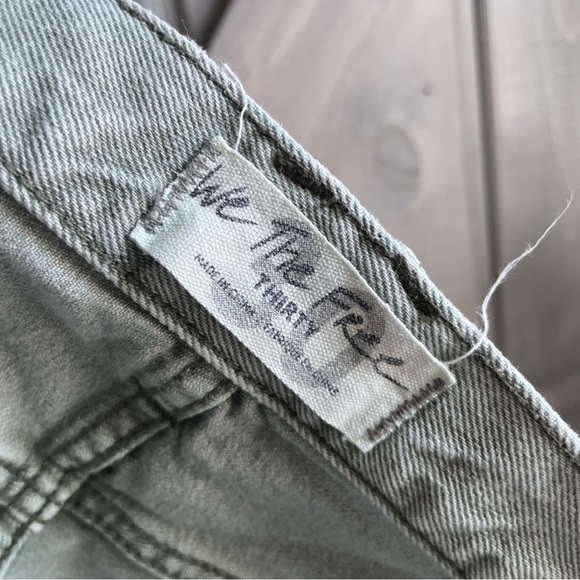 We The Free Sequoia Green Distressed Denim Shorts high rise size 30 100% Cotton - Picture 9 of 11